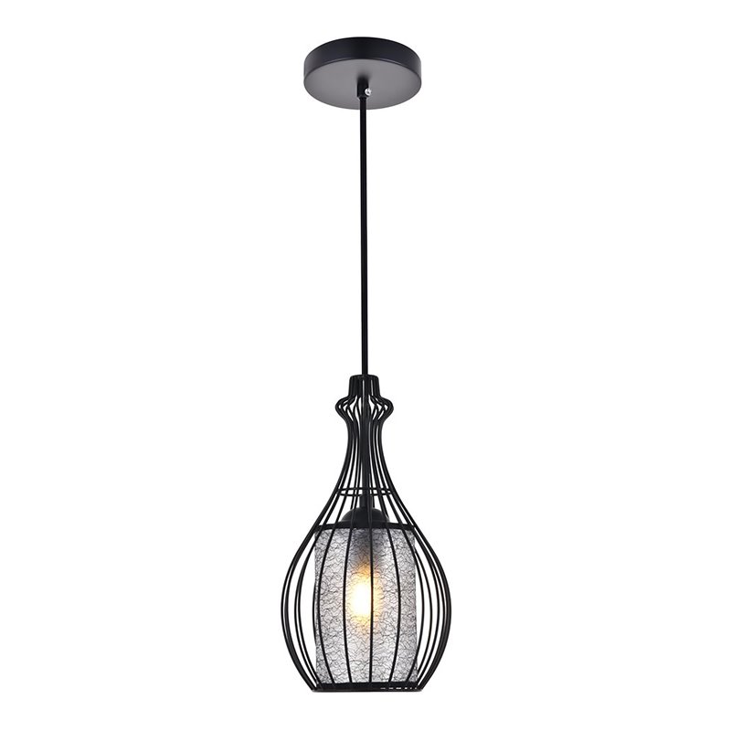 Living District Miya 1-Light Modern Metal Pendant in Black Finish