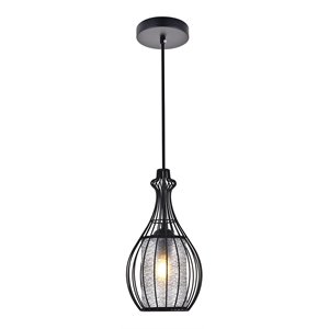Living District Miya 1-Light Modern Metal Pendant in Black Finish