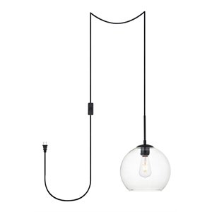 Living District Baxter 1-Light Mid-Century Metal Pendant in Black Finish