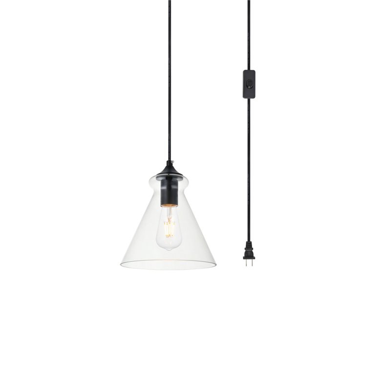 Living District Destry 1-Light Mid-Century Metal Pendant - Black Finish