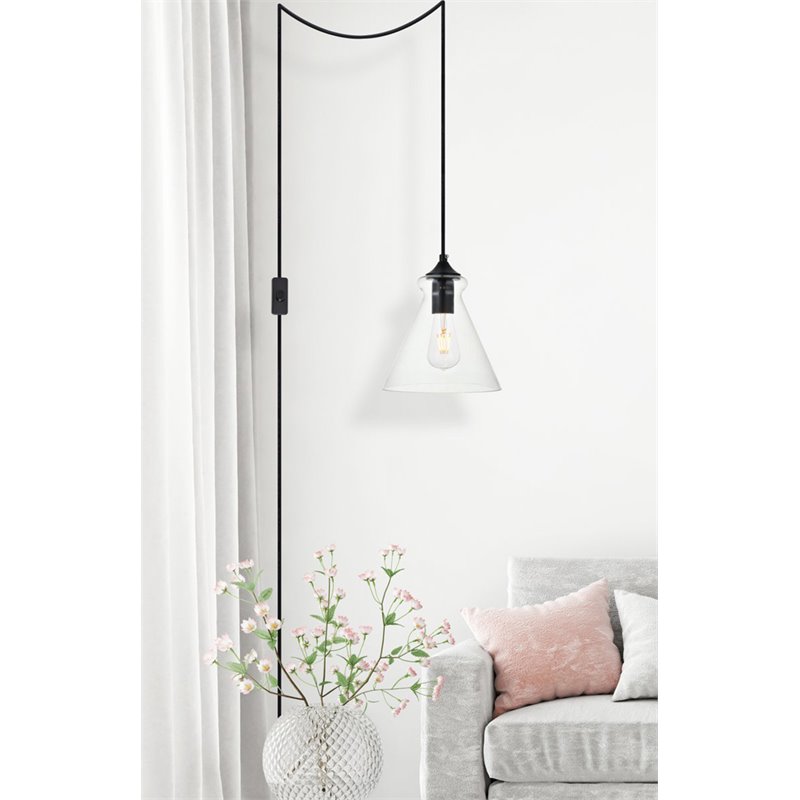 Living District Destry 1-Light Mid-Century Metal Pendant - Black Finish