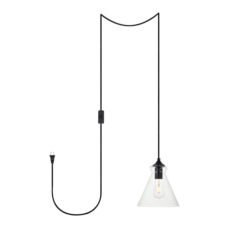 Living District Destry 1-Light Mid-Century Metal Pendant - Black Finish