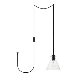living district destry 1-light mid-century metal pendant - black finish