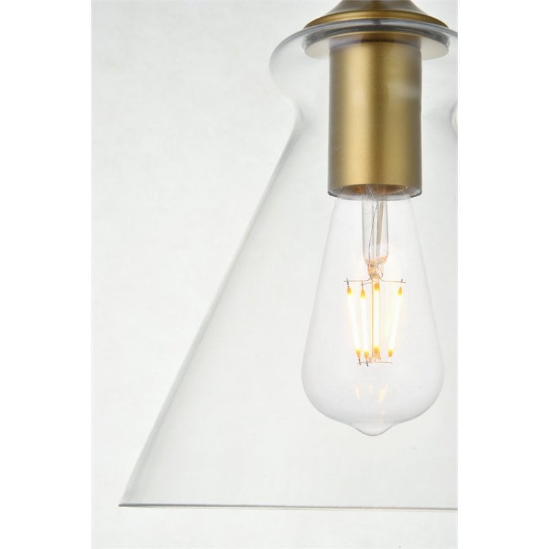 Living District Destry 1-Light Mid-Century Metal Pendant in Brass