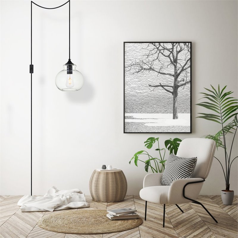 Living District Destry 1-Light Mid-Century Metal Pendant in Black