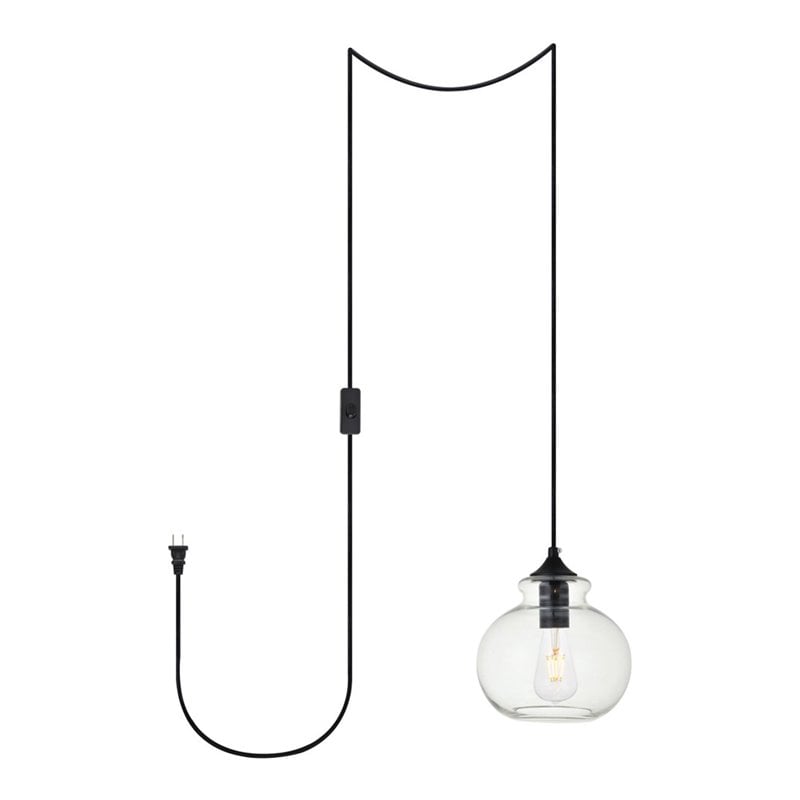Living District Destry 1-Light Mid-Century Metal Pendant in Black