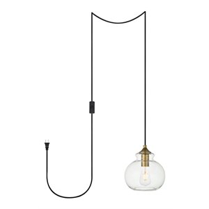 living district destry 1-light mid-century metal pendant - brass finish