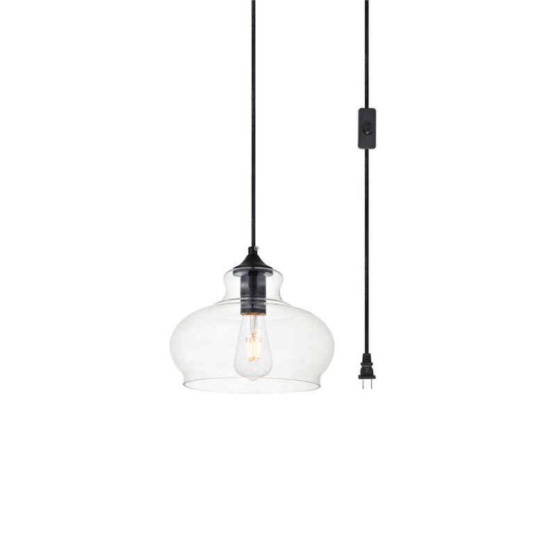 Living District Destry 1-Light Mid-Century Metal Pendant in Black Finish