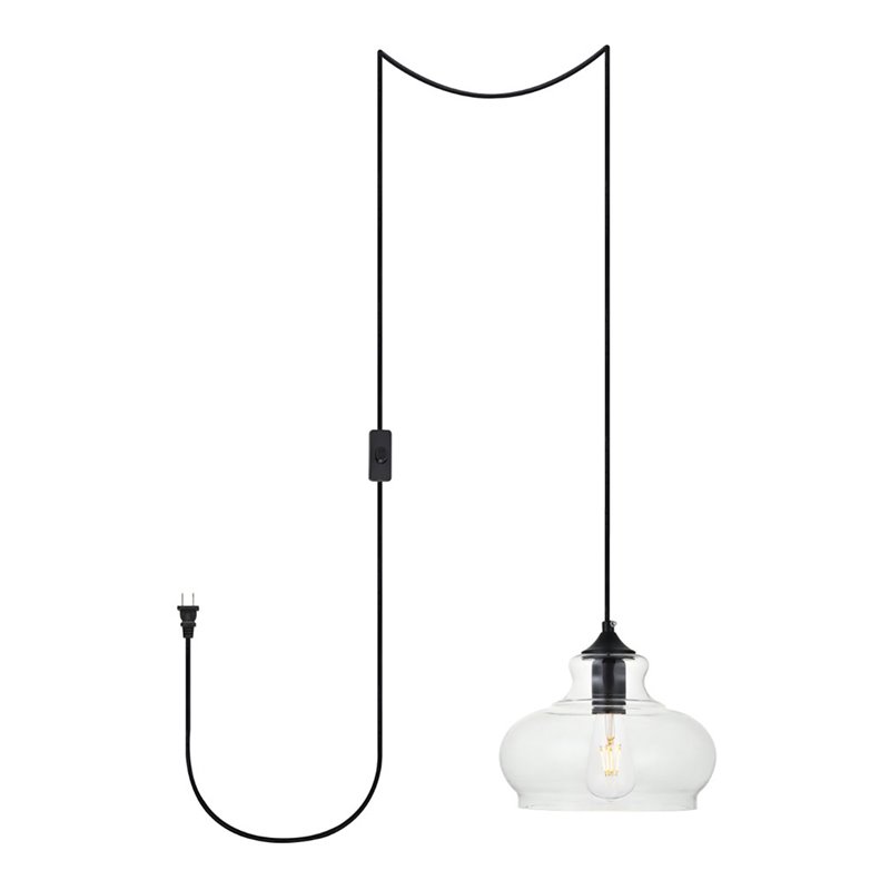 Living District Destry 1-Light Mid-Century Metal Pendant in Black Finish