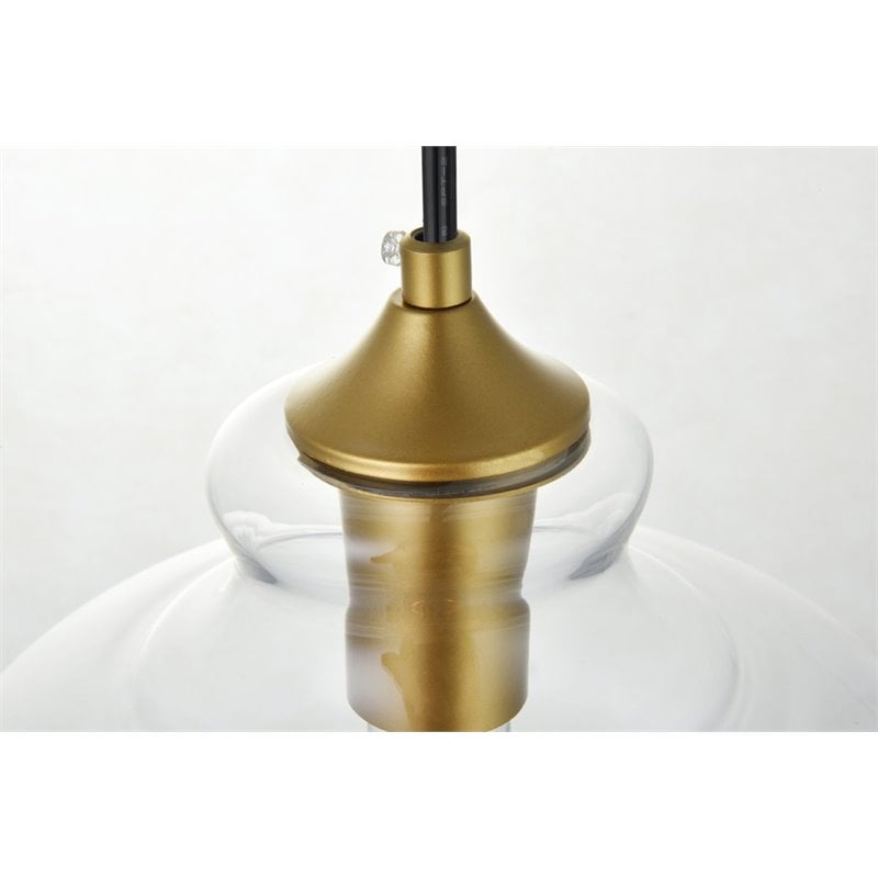 Living District Destry 1-Light Mid-Century Metal Pendant in Brass Finish