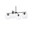 Living District Opus 4-Light Mid-Century Metal Pendant in Black and Clear