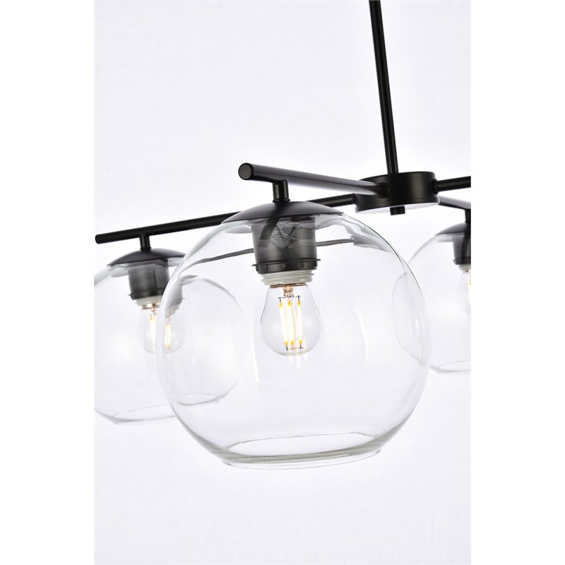 Living District Opus 4-Light Mid-Century Metal Pendant in Black and Clear
