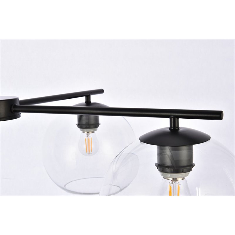 Living District Opus 4-Light Mid-Century Metal Pendant in Black and Clear