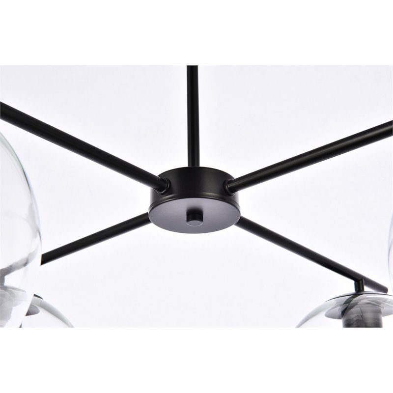 Living District Opus 4-Light Mid-Century Metal Pendant in Black and Clear