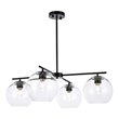 Living District Opus 4-Light Mid-Century Metal Pendant in Black and Clear