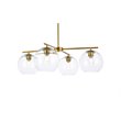 Living District Opus 4-Light Mid-Century Metal Pendant in Brass and Clear