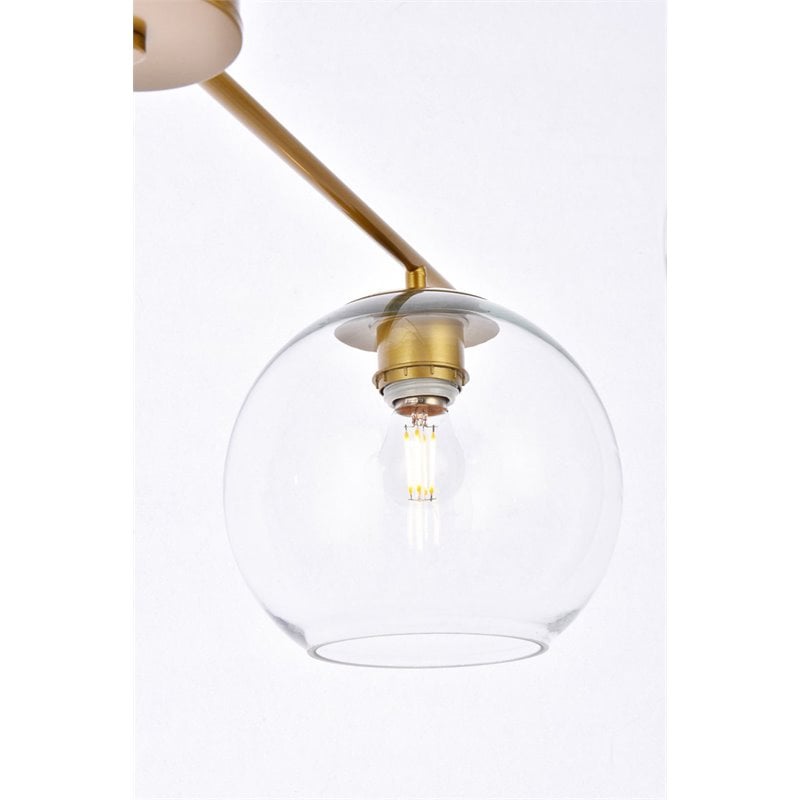 Living District Opus 4-Light Mid-Century Metal Pendant in Brass and Clear