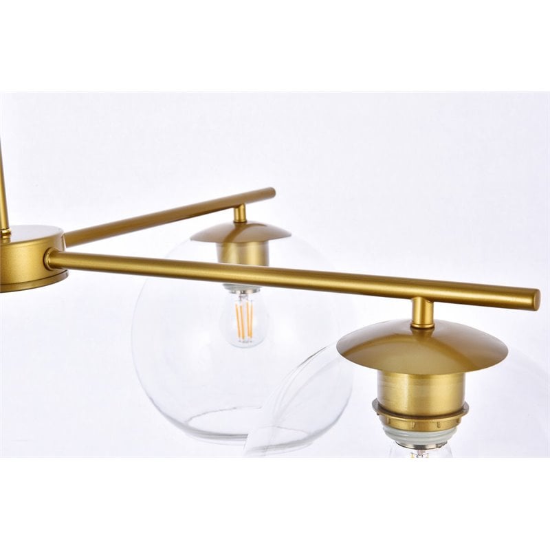 Living District Opus 4-Light Mid-Century Metal Pendant in Brass and Clear