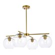 Living District Opus 4-Light Mid-Century Metal Pendant in Brass and Clear