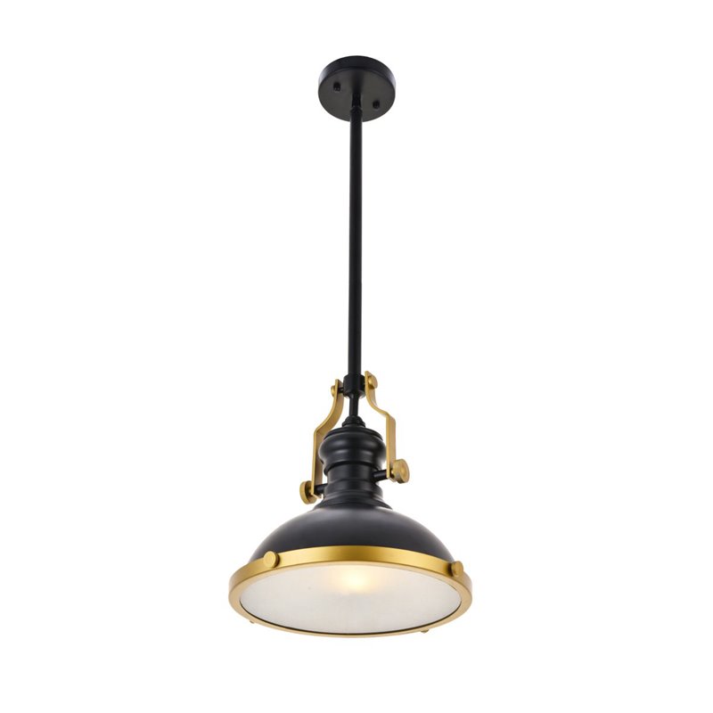Living District Eamon 1-Light Modern Metal Pendant in Matte Black