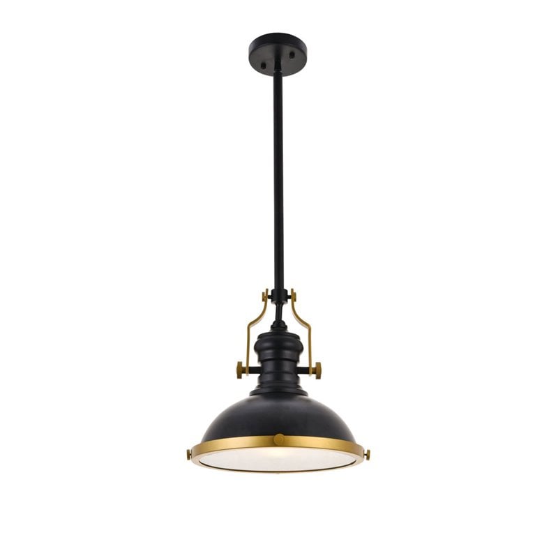 Living District Eamon 1-Light Modern Metal Pendant in Matte Black