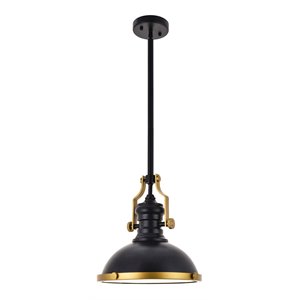 Living District Eamon 1-Light Modern Metal Pendant in Matte Black