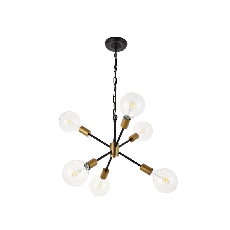 Living District Nolan 6-Light Modern Metal Pendant in Matte Black