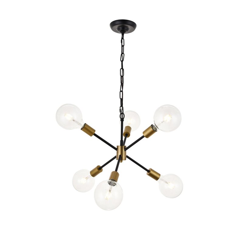 Living District Nolan 6-Light Modern Metal Pendant in Matte Black