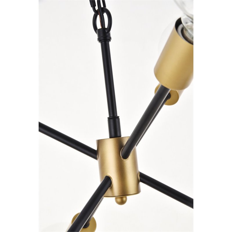 Living District Nolan 6-Light Modern Metal Pendant in Matte Black