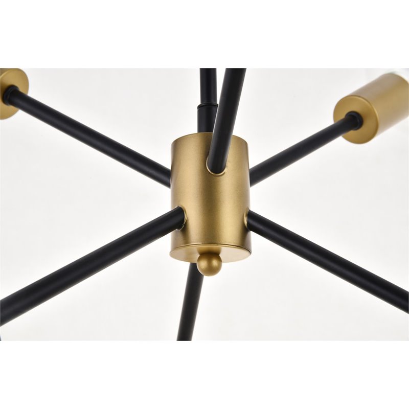 Living District Nolan 6-Light Modern Metal Pendant in Matte Black