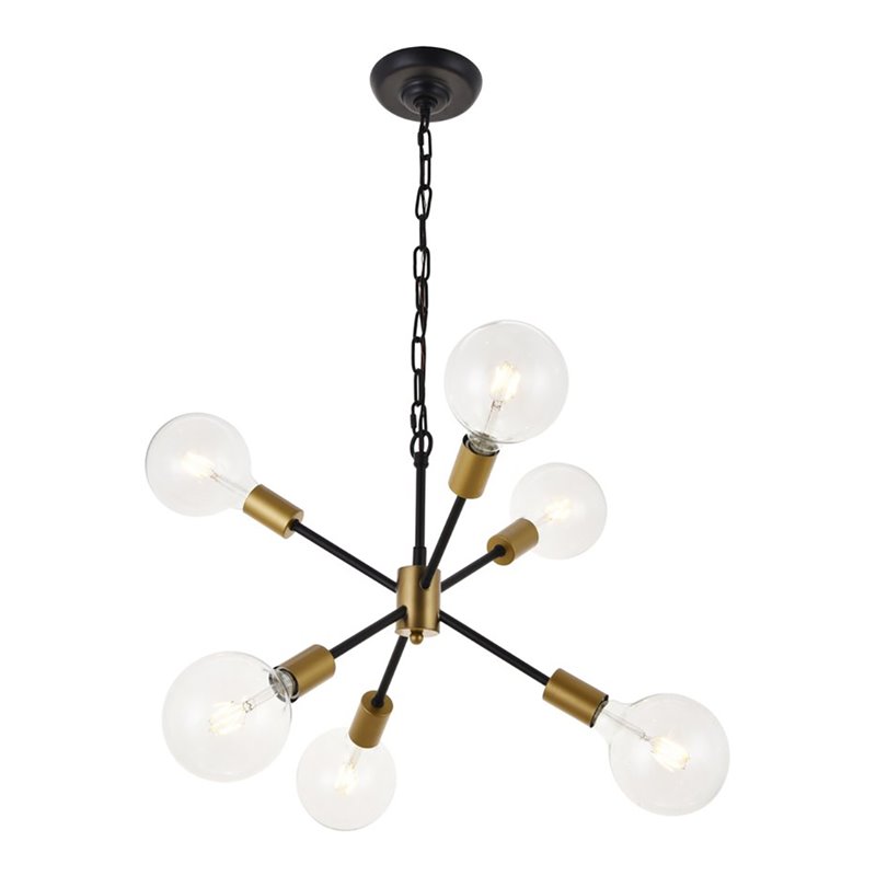 Living District Nolan 6-Light Modern Metal Pendant in Matte Black