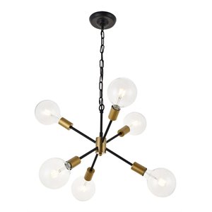 Living District Nolan 6-Light Modern Metal Pendant in Matte Black