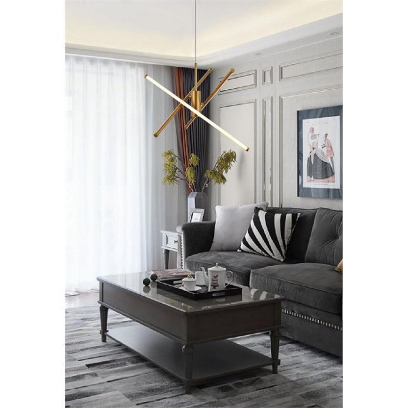Living District Sonya 3-Light Modern Aluminum Pendant in Gold Finish