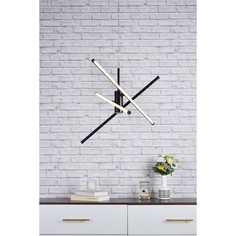 Living District Sonya 3-Light Modern Aluminum Pendant in Black Finish