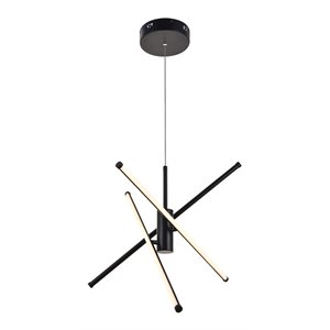 Living District Sonya 3-Light Modern Aluminum Pendant in Black Finish