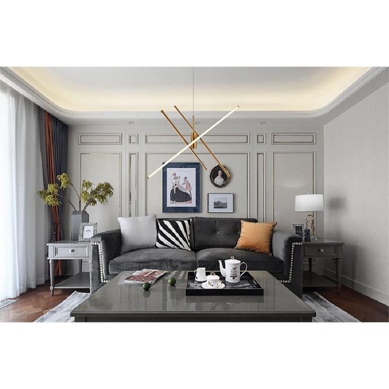 Living District Sonya 3-Light Modern Aluminum Pendant in Gold