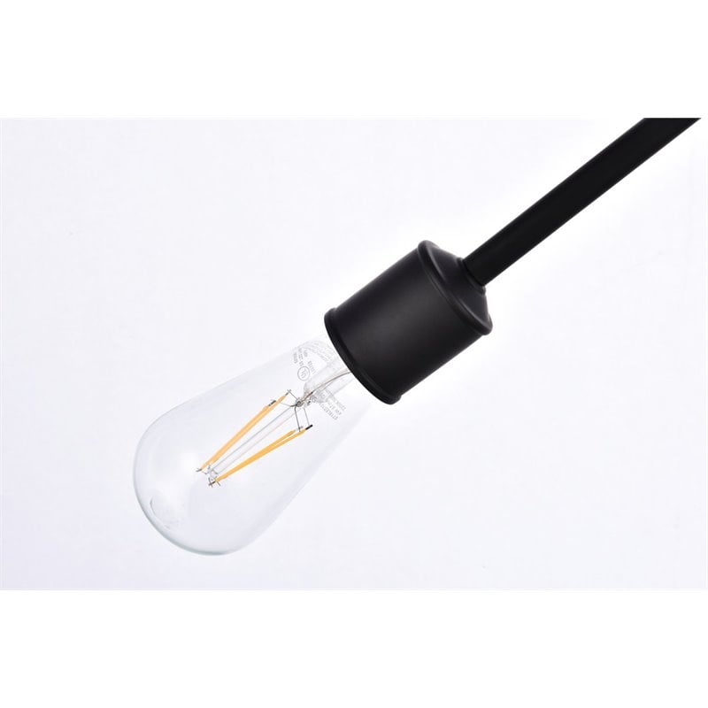 Living District Axel 6-Light Mid-Century Metal Flush Mount in Black