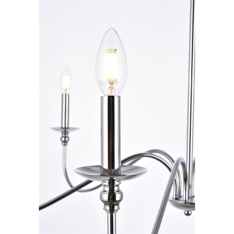 Living District Rohan 6-Light Mid-Century Metal Chandelier in Polished Nickel