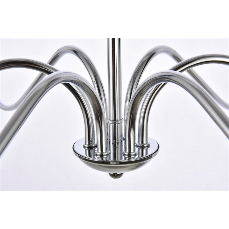 Living District Rohan 6-Light Mid-Century Metal Chandelier in Polished Nickel