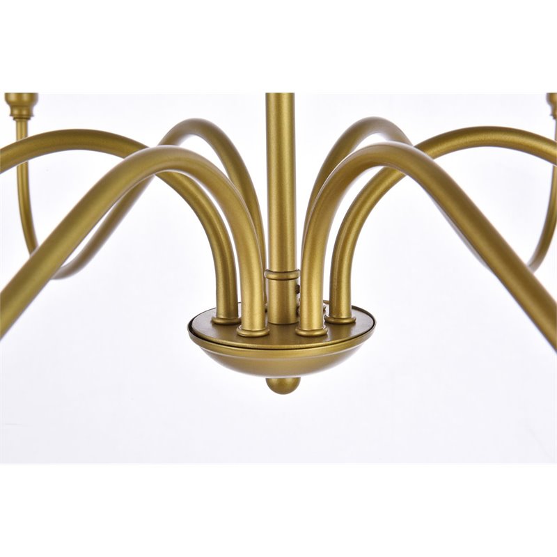 Living District Rohan 6-Light Mid-Century Metal Chandelier in Brass