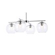 Living District Opus 4-Light Mid-Century Metal Pendant in Chrome and Clear
