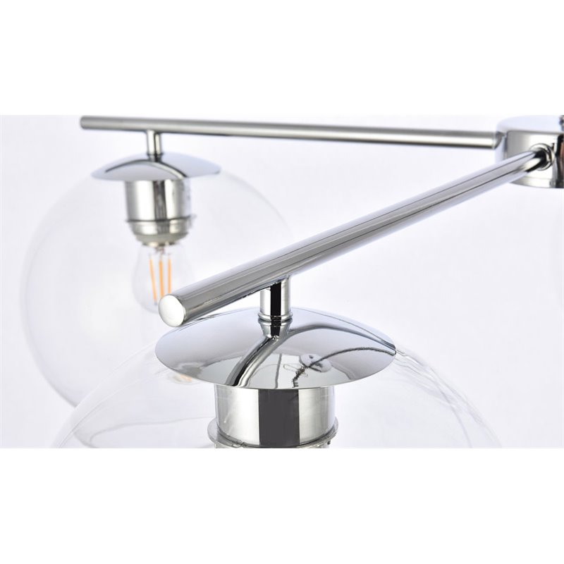 Living District Opus 4-Light Mid-Century Metal Pendant in Chrome and Clear