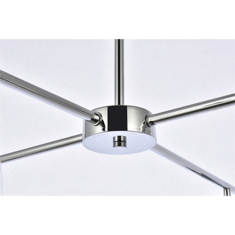 Living District Opus 4-Light Mid-Century Metal Pendant in Chrome and Clear