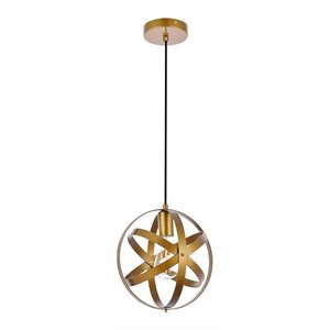 living district celeste 1-light mid-century metal pendant in brass