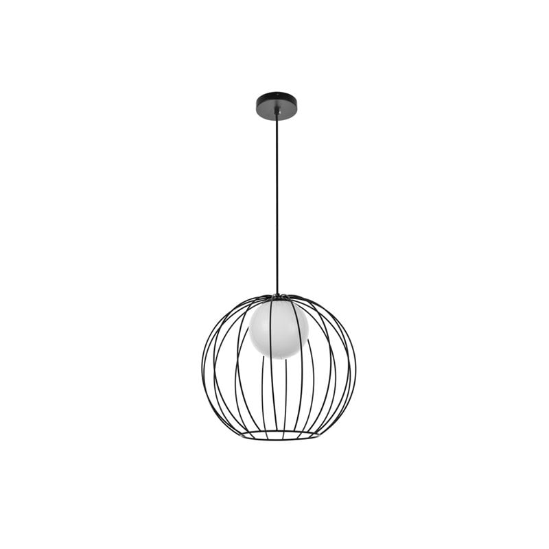 Living District Wetzel 1-Light Mid-Century Metal Pendant in Black and White