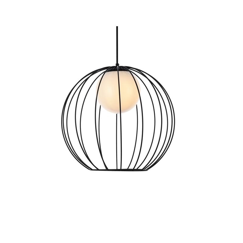 Living District Wetzel 1-Light Mid-Century Metal Pendant in Black and White
