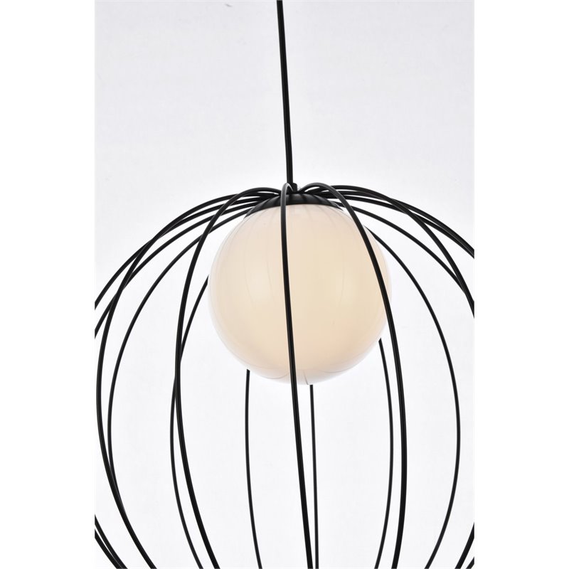 Living District Wetzel 1-Light Mid-Century Metal Pendant in Black and White