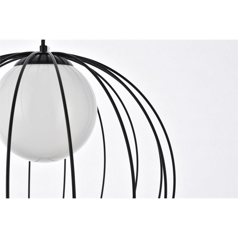 Living District Wetzel 1-Light Mid-Century Metal Pendant in Black and White