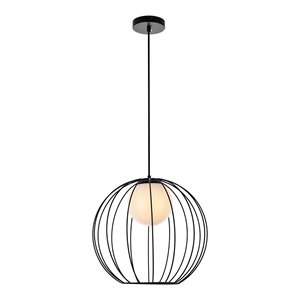 Living District Wetzel 1-Light Mid-Century Metal Pendant in Black and White