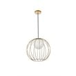 Living District Wetzel 1-Light Mid-Century Metal Pendant in Brass and White